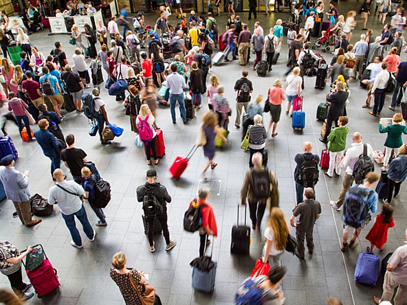 People in a train station